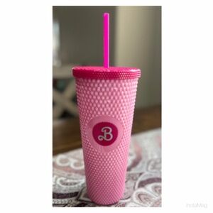 NEW Barbie The Movie Exclusive Pink Tumbler Cup & Straw